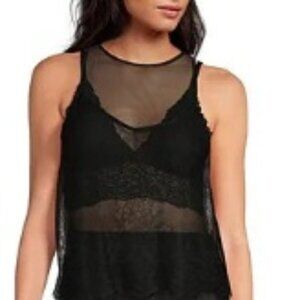 Gianni Bini Carmen Black Mesh Crew‎ Neckline Sleeveless Bodysuit  SZ L - NWT